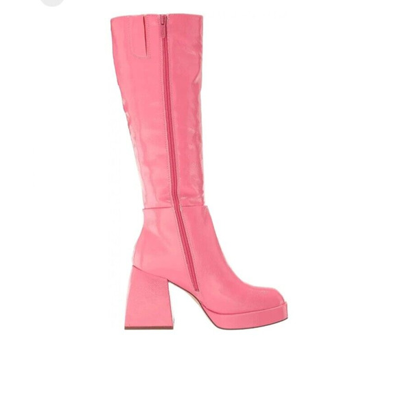 NEW Sam Edelman Boots Kylie Pink Patent Leather Knee High Platform Womens  6.5 - Picture 7 of 9